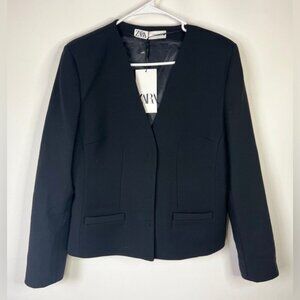 NWT ZARA WOOL Blend Lined Front Hidden Snap Button Tailored Blazer 8761/446 XL